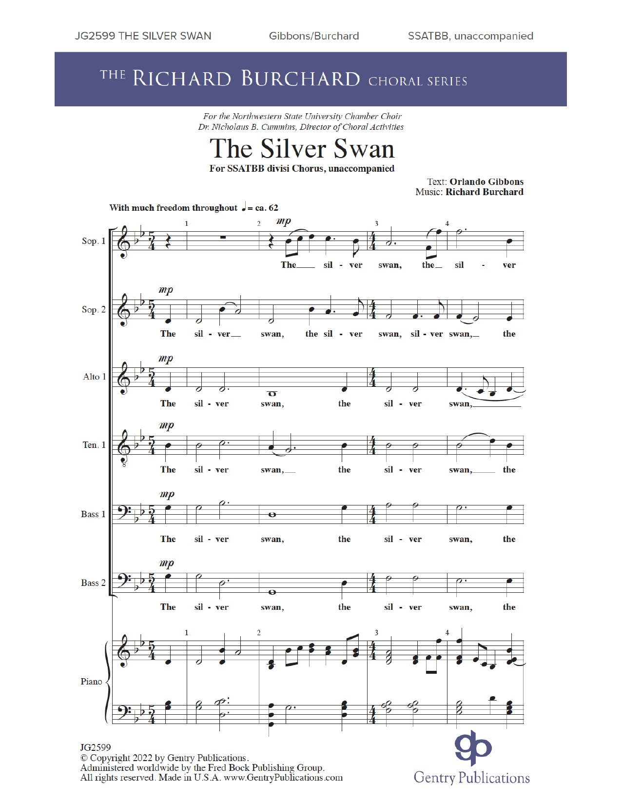 Download Richard Burchard The Silver Swan Sheet Music