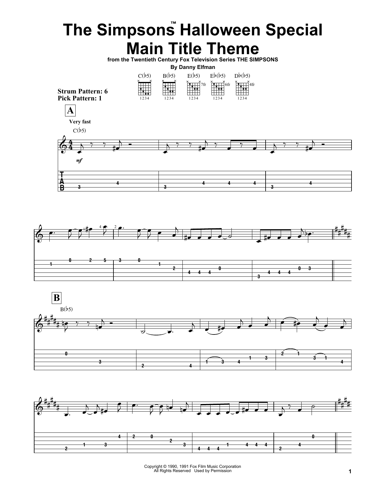 Download Danny Elfman The Simpsons Halloween Special Main Tit Sheet Music