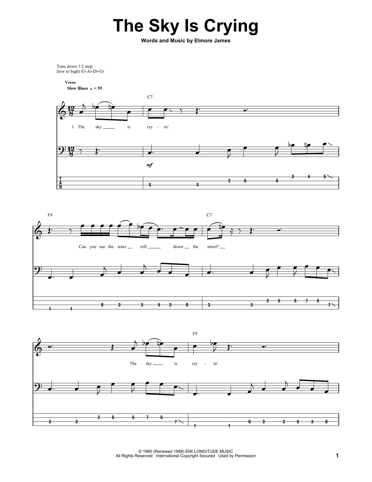 Download Stevie Ray Vaughan The Sky Is Crying Sheet Music