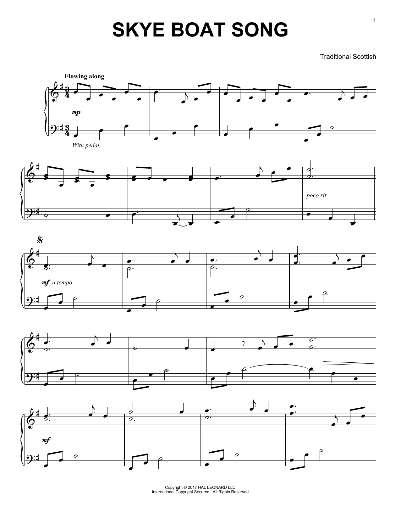 Download Traditional The Skye Boat Song Sheet Music