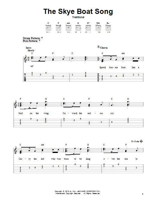 Download Traditional The Skye Boat Song Sheet Music