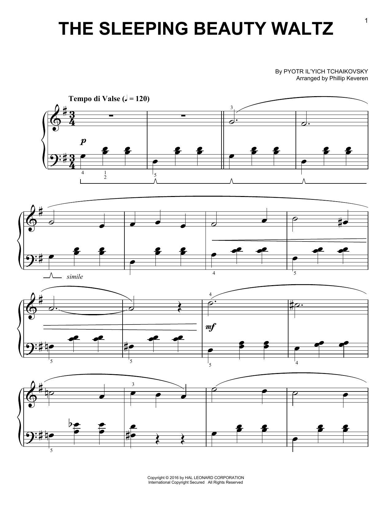 Download Pyotr Il'yich Tchaikovsky The Sleeping Beauty Waltz (arr. Phillip Sheet Music