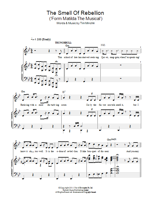 Download Tim Minchin The Smell Of Rebellion (From 'Matilda T Sheet Music