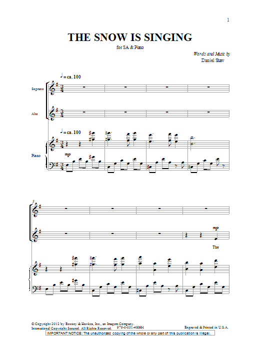Download Daniel Shaw The Snow Is Singing Sheet Music