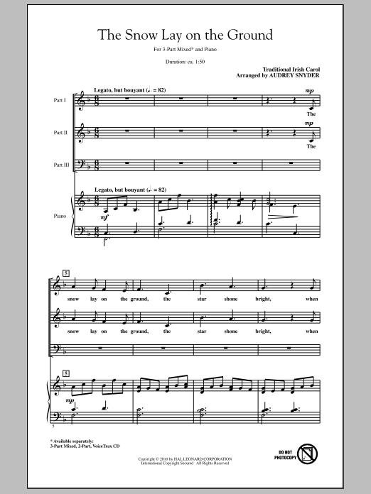 Download Audrey Snyder The Snow Lay On The Ground Sheet Music