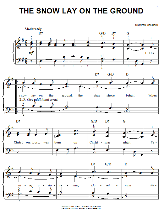 Download Traditional Carol The Snow Lay On The Ground Sheet Music