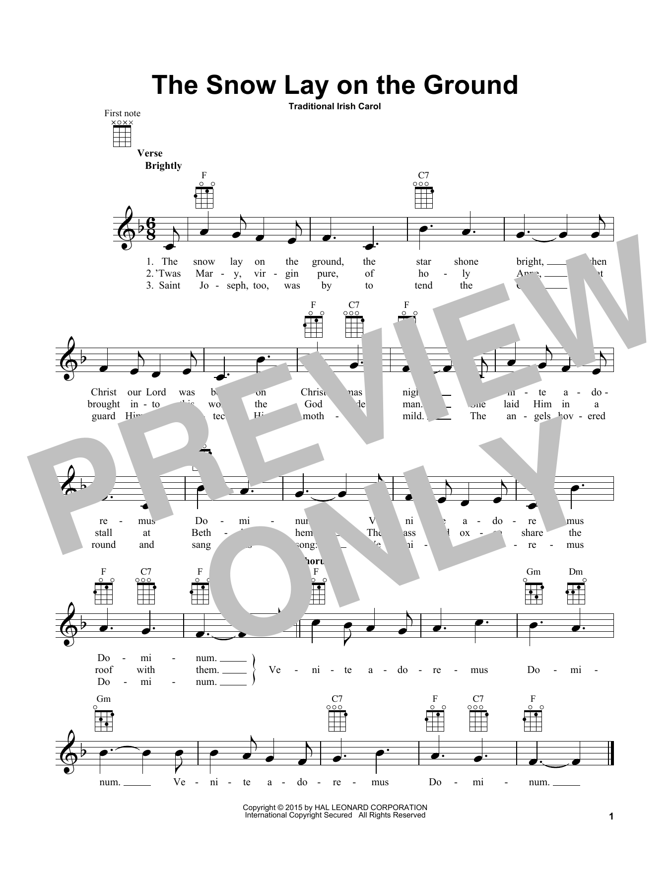 Download Traditional Irish Carol The Snow Lay On The Ground Sheet Music
