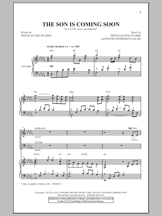 Download Douglas Nolan The Son Is Coming Soon Sheet Music
