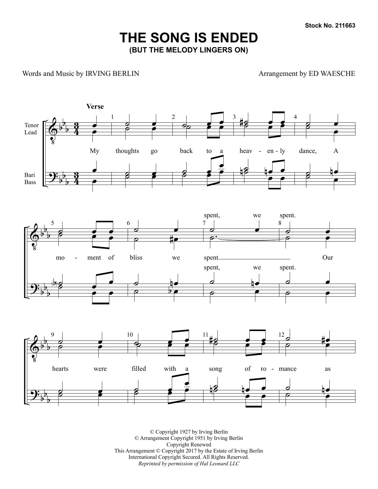 Download Irving Berlin The Song Is Ended (But the Melody Linge Sheet Music