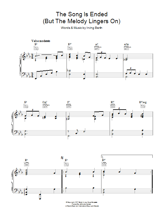 Download Irving Berlin The Song Is Ended Sheet Music
