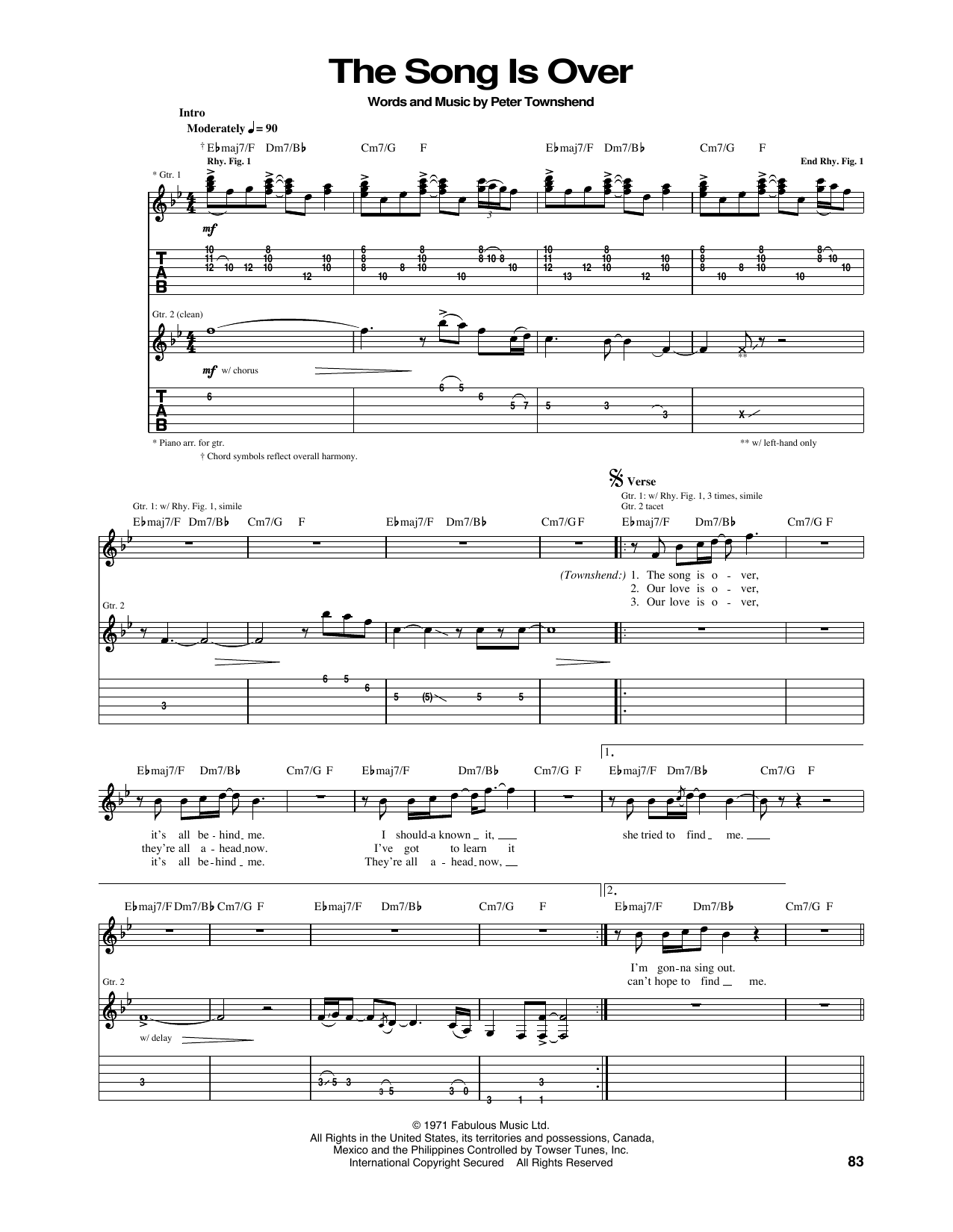Download The Who The Song Is Over Sheet Music