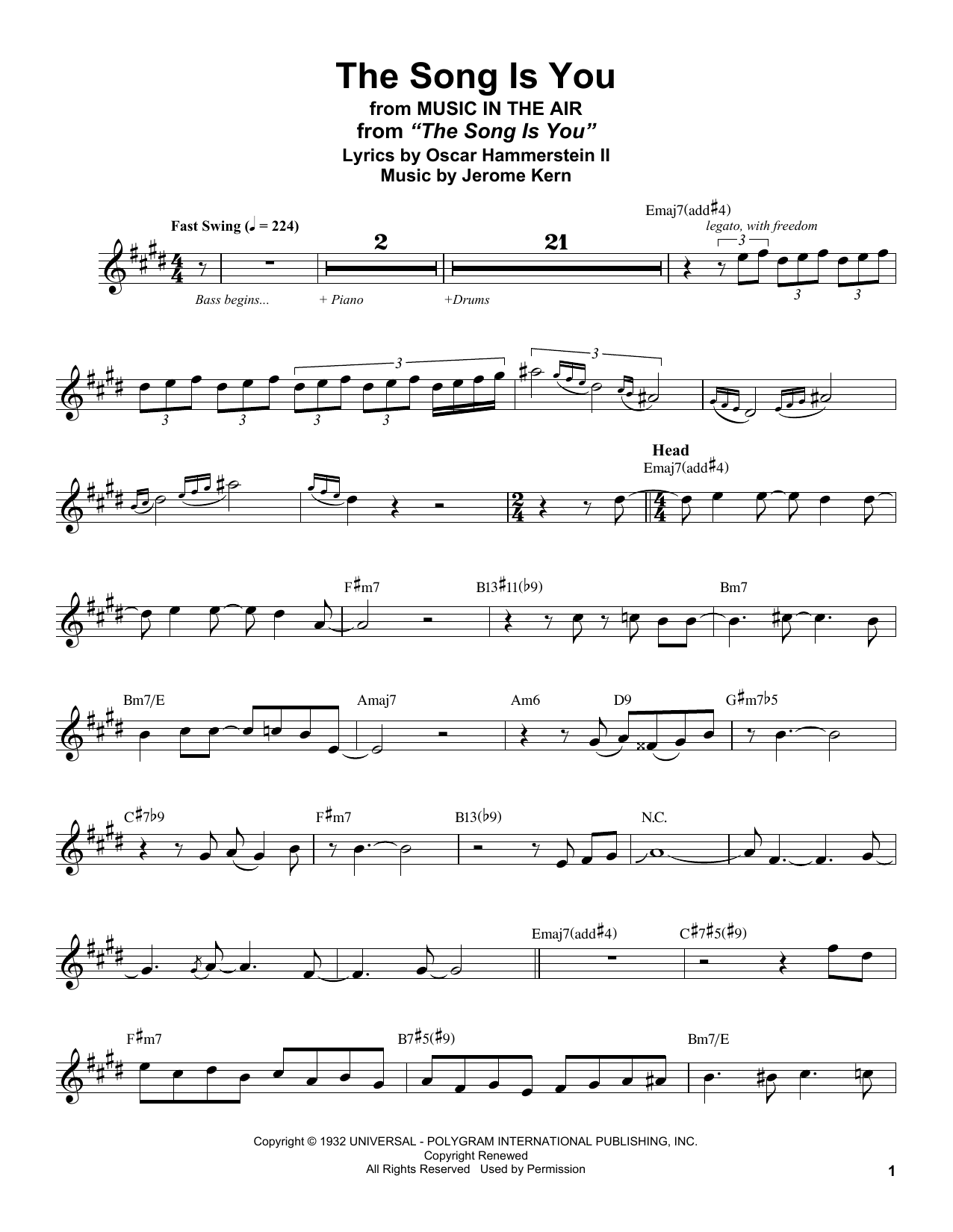 Download Stan Getz The Song Is You (from Music In The Air) Sheet Music