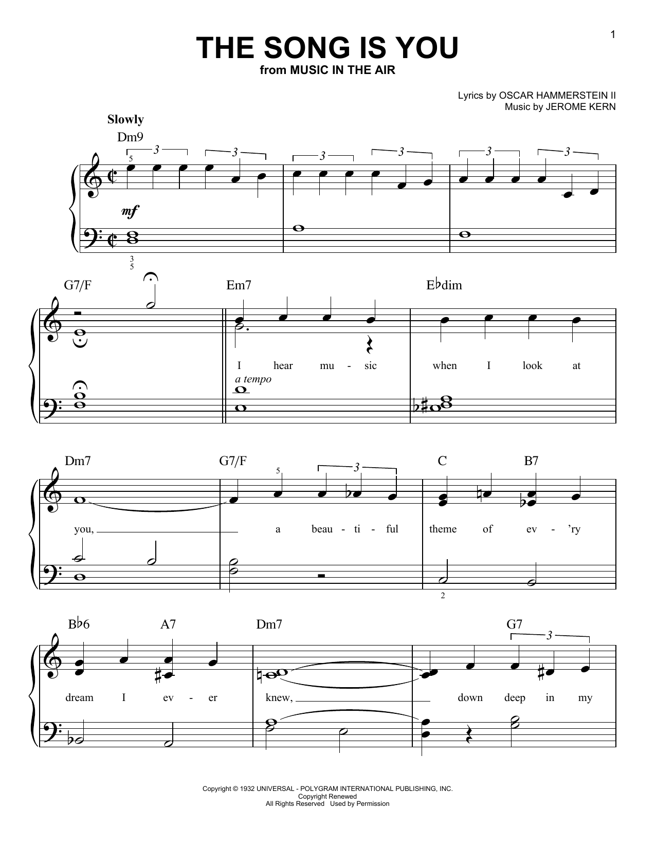 Download Jerome Kern The Song Is You Sheet Music