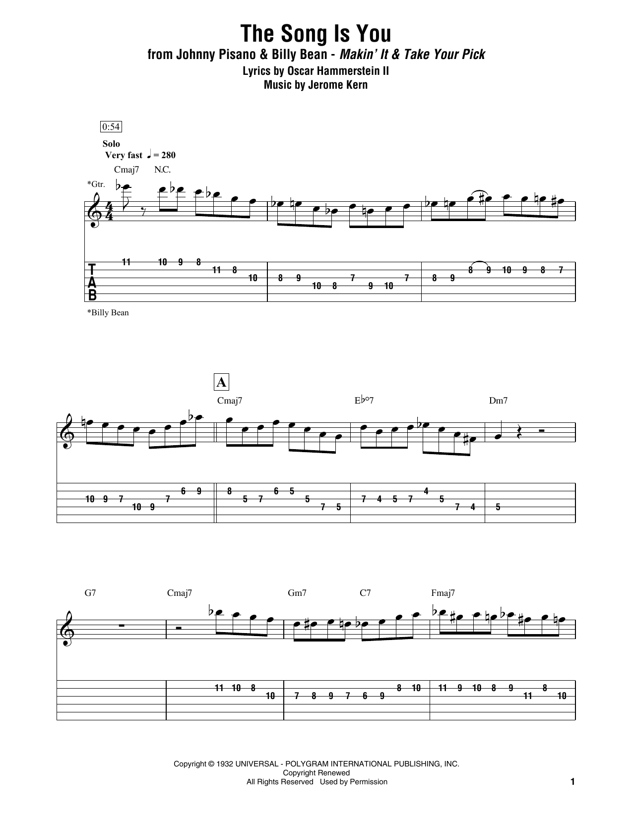 Download Johnny Pisano & Billy Bean The Song Is You Sheet Music