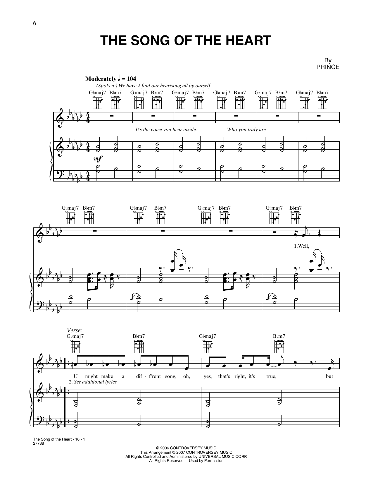 Download Prince Song Of The Heart (from Happy Feet) Sheet Music