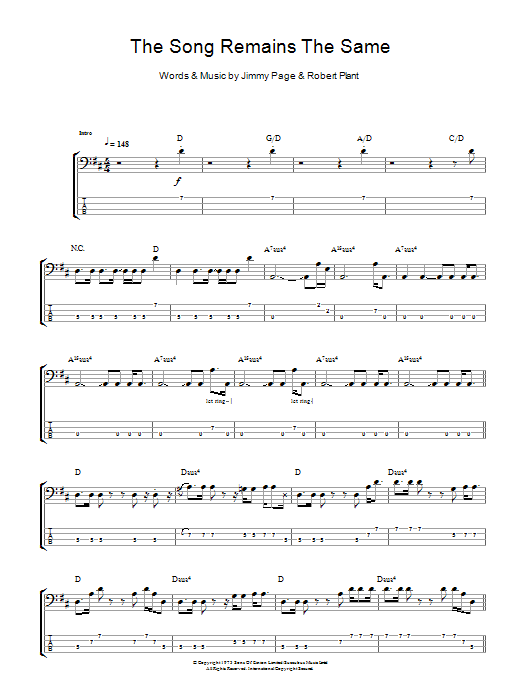 Download Led Zeppelin The Song Remains The Same Sheet Music