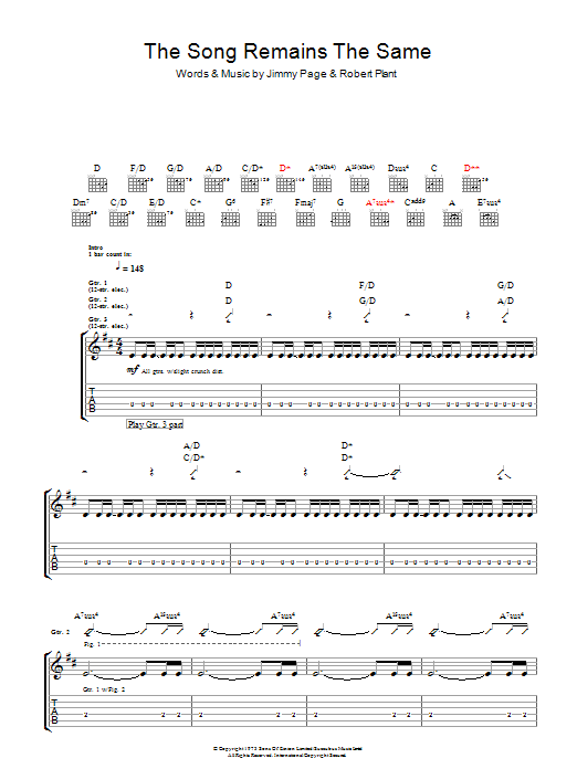 Download Led Zeppelin The Song Remains The Same Sheet Music