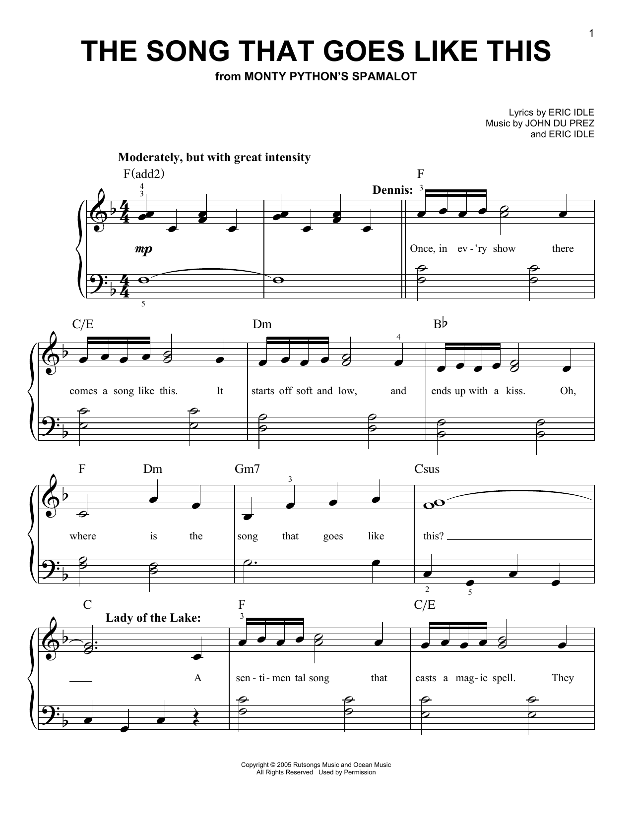 Download Eric Idle The Song That Goes Like This (from Mont Sheet Music