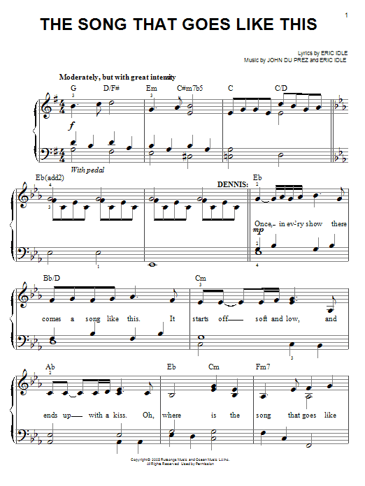 Download Monty Python's Spamalot The Song That Goes Like This Sheet Music