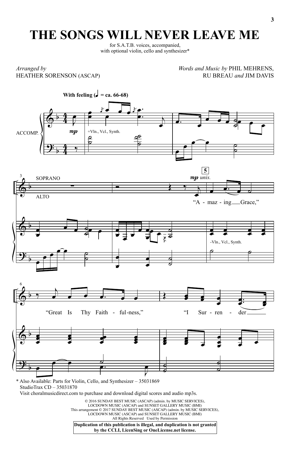 Download Heather Sorenson The Songs Will Never Leave Me Sheet Music