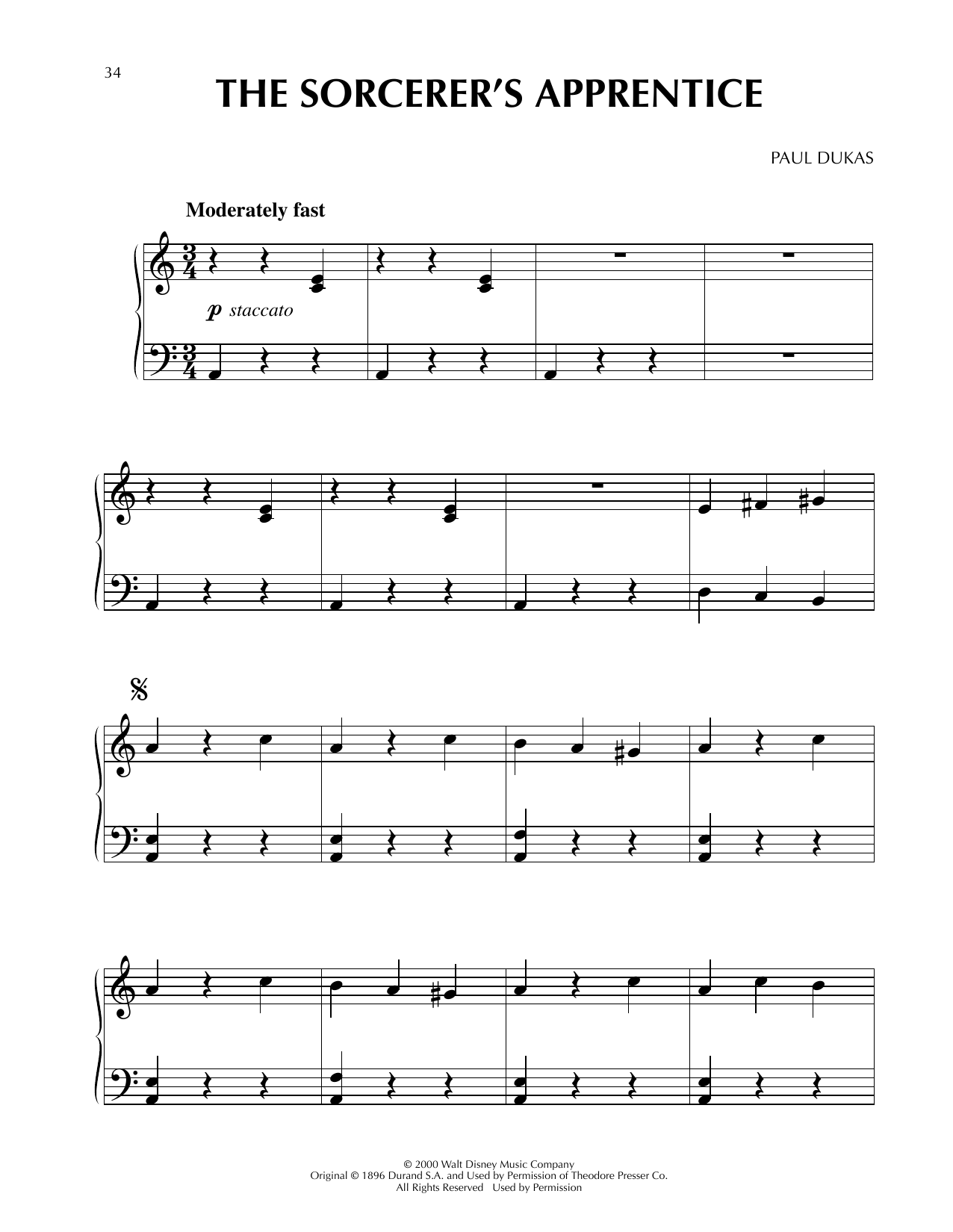 Paul Dukas The Sorcerer's Apprentice (from Fantasia 2000) sheet music notes printable PDF score