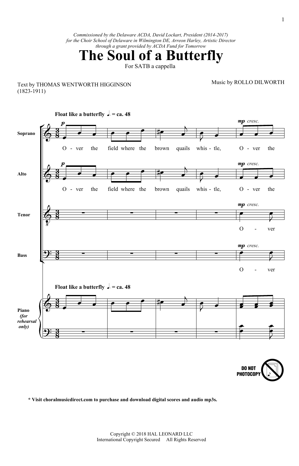 Download Rollo Dilworth The Soul Of A Butterfly Sheet Music