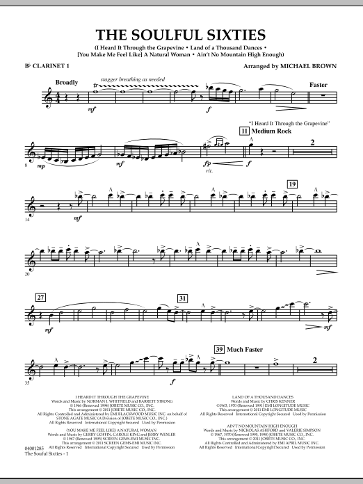 Download Michael Brown The Soulful Sixties - Bb Clarinet 1 Sheet Music
