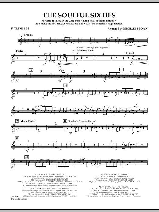 Download Michael Brown The Soulful Sixties - Bb Trumpet 3 Sheet Music