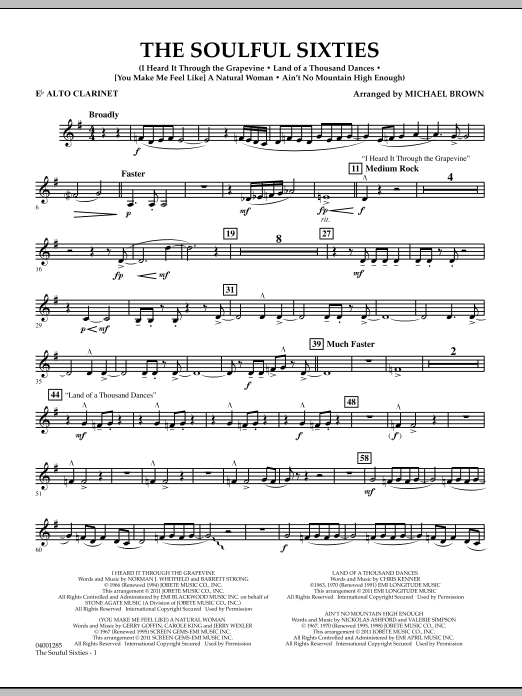 Download Michael Brown The Soulful Sixties - Eb Alto Clarinet Sheet Music