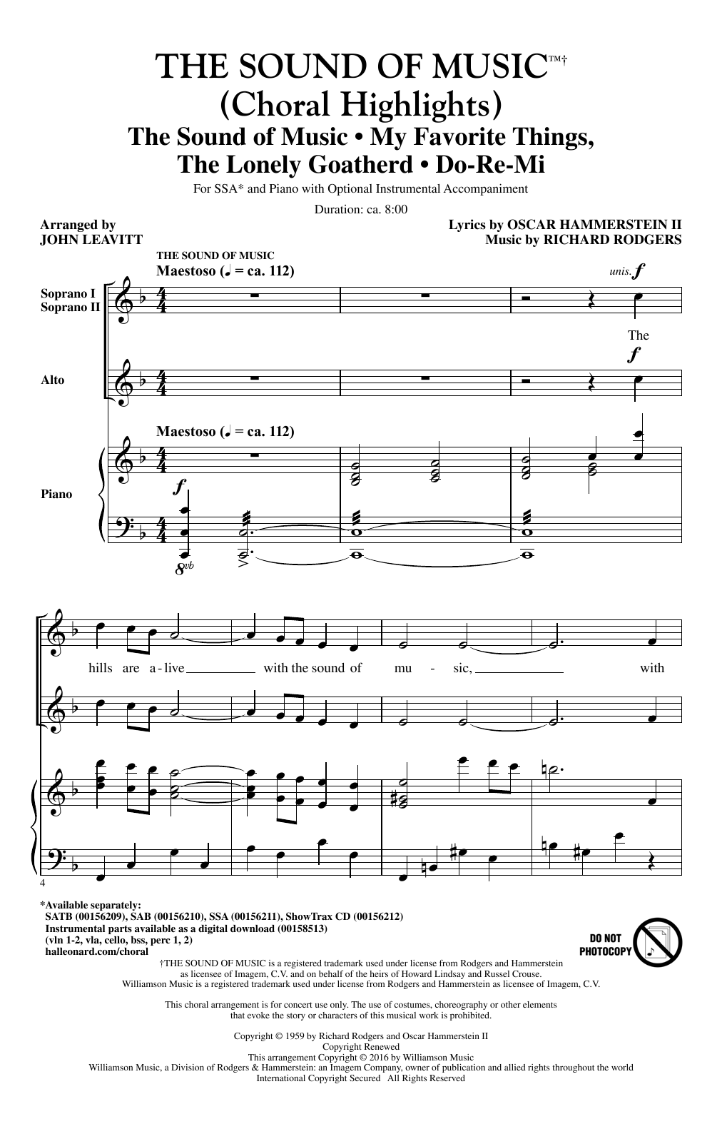 Download Rodgers & Hammerstein The Sound Of Music (Choral Highlights) Sheet Music