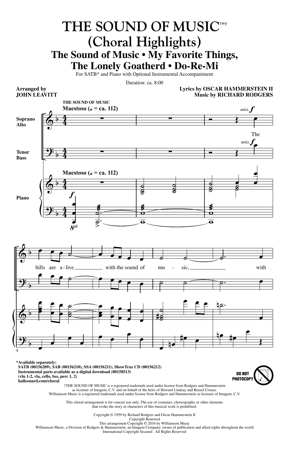 Download Rodgers & Hammerstein The Sound Of Music (Choral Highlights) Sheet Music