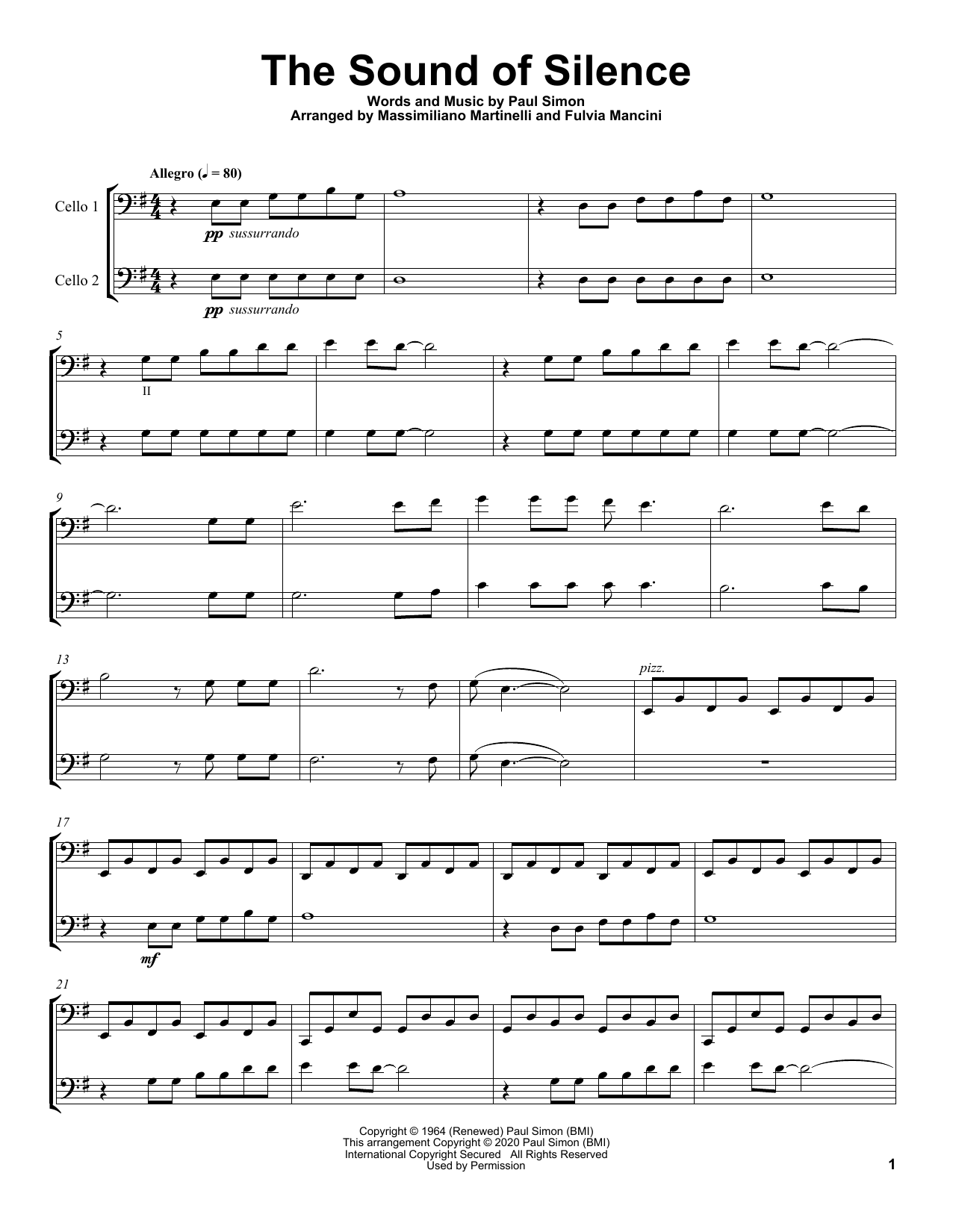 Download Mr. & Mrs. Cello The Sound Of Silence Sheet Music