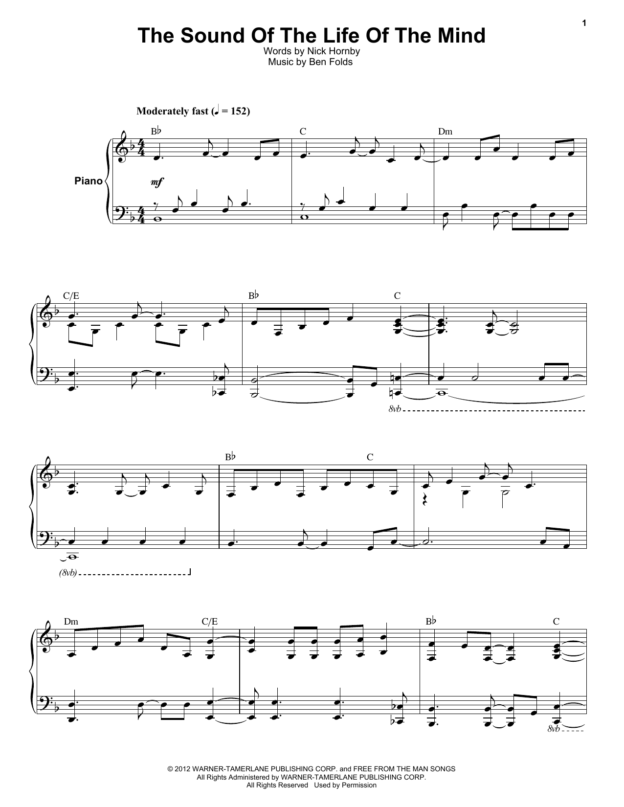 Download Ben Folds Five The Sound Of The Life Of The Mind Sheet Music