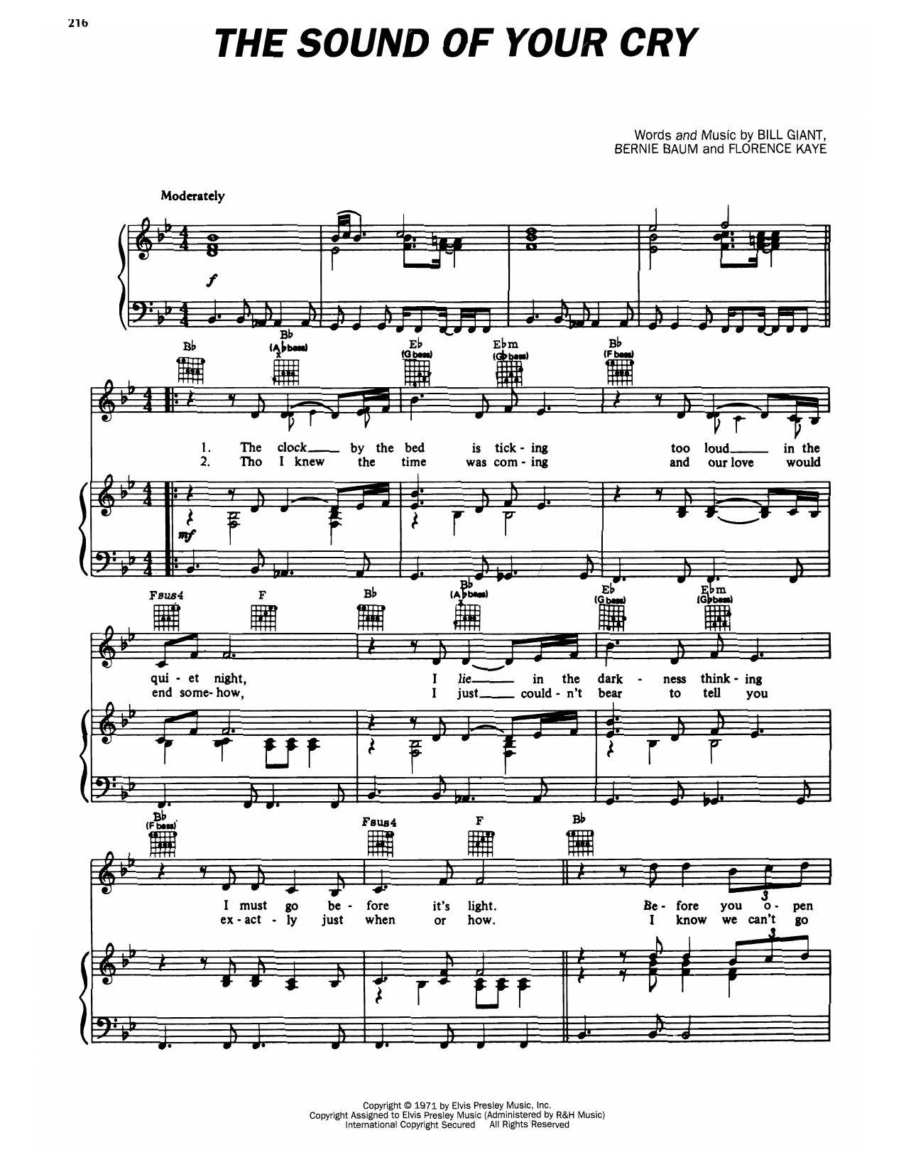 Download Elvis Presley The Sound Of Your Cry Sheet Music
