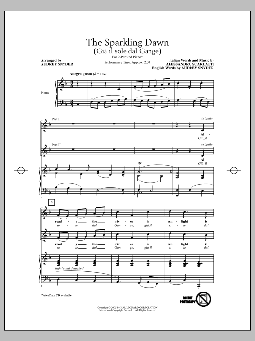 Download Audrey Snyder Gia Il Sole Dal Gange Sheet Music