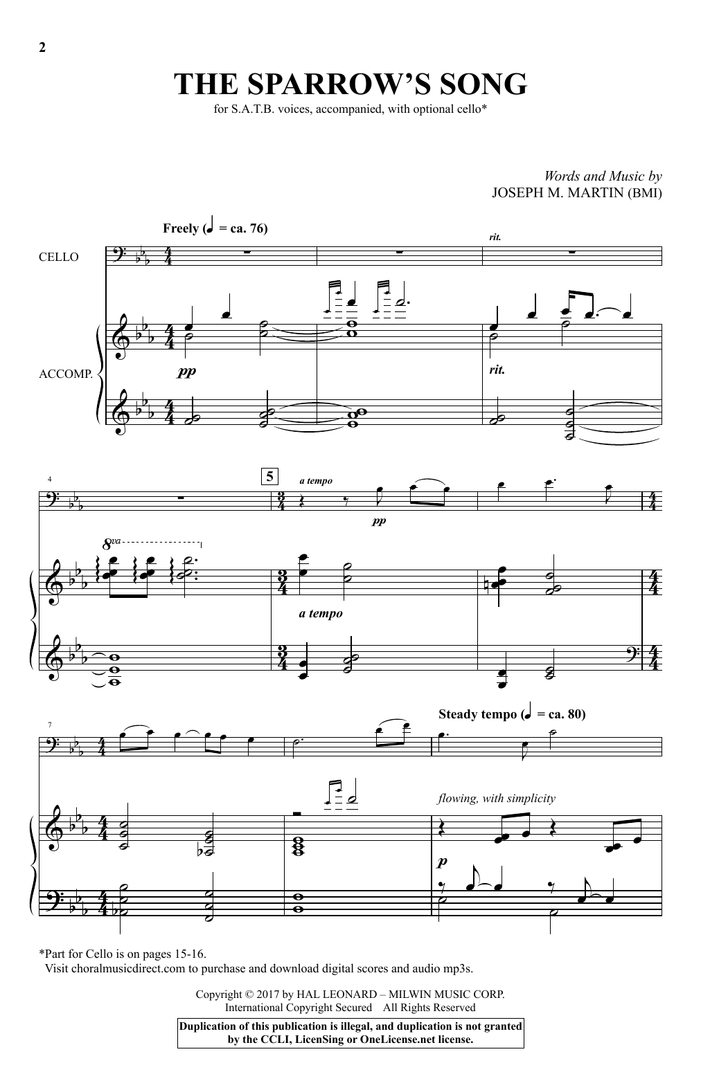 Download Joseph M. Martin The Sparrow's Song Sheet Music