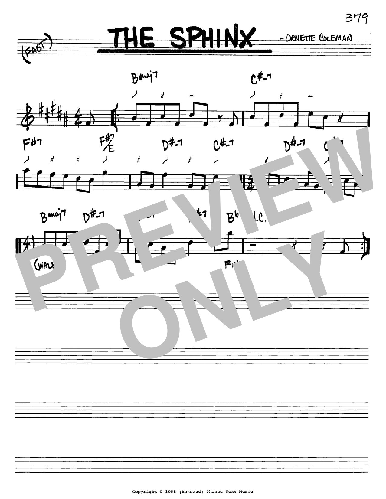 Download Ornette Coleman The Sphinx Sheet Music