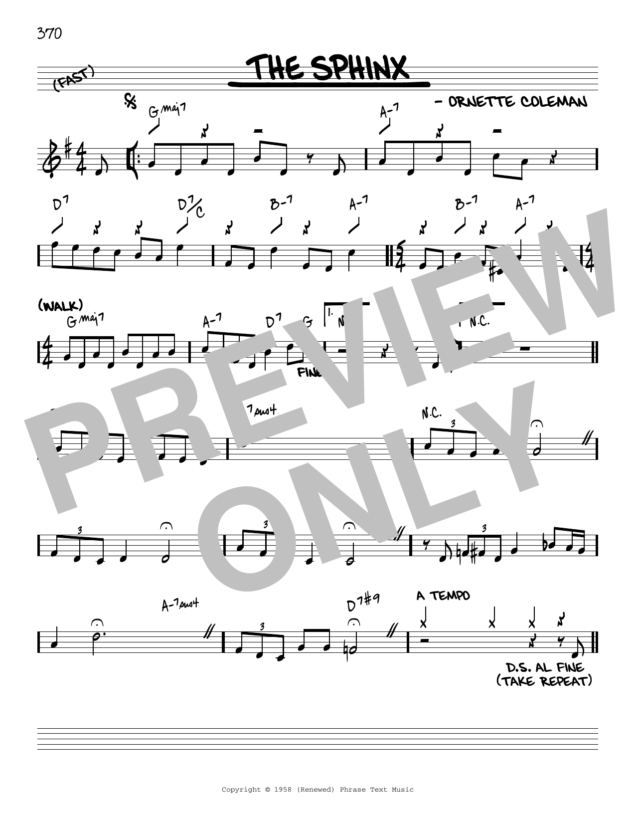 Download Ornette Coleman The Sphinx [Reharmonized version] (arr. Sheet Music