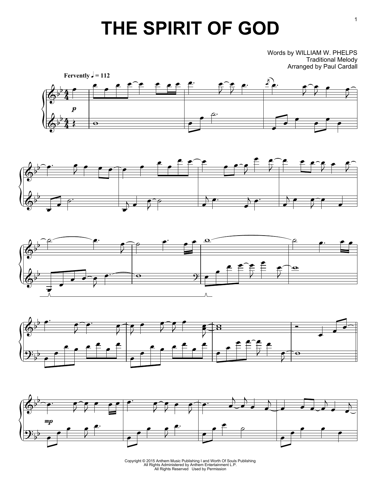 Download Paul Cardall The Spirit Of God Sheet Music