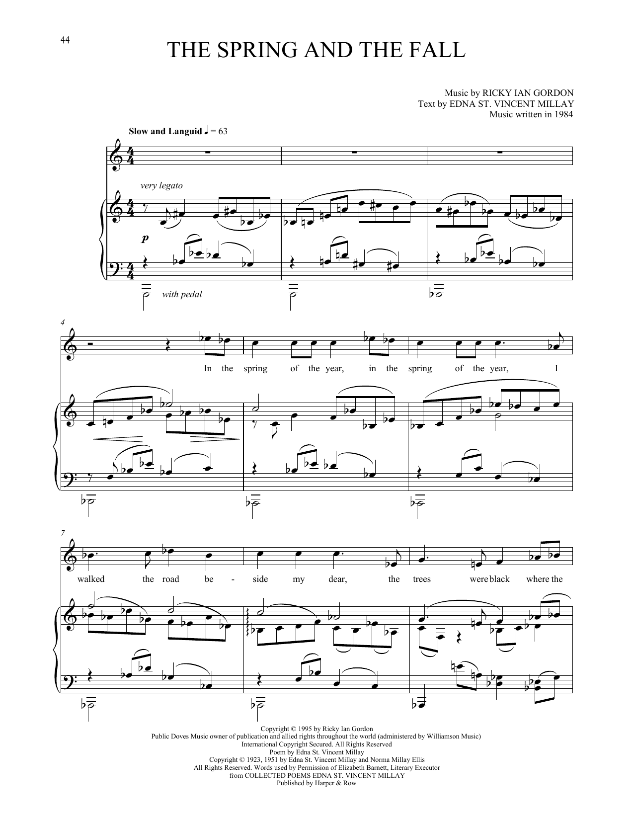 Download Ricky Ian Gordon The Spring And The Fall Sheet Music