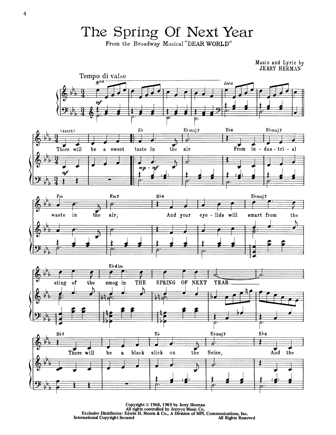 Jerry Herman The Spring Of Next Year (from Dear World) sheet music notes printable PDF score