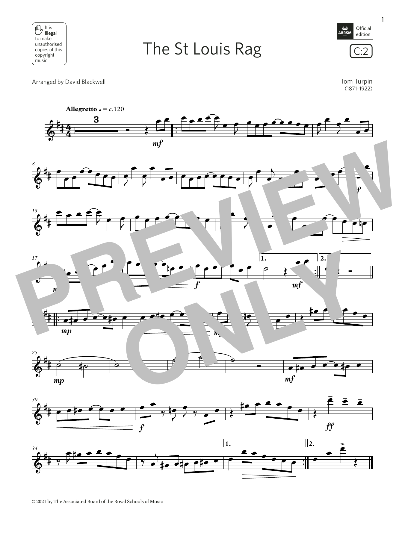 Download Tom Turpin The St Louis Rag (Grade 3 List C2 from Sheet Music