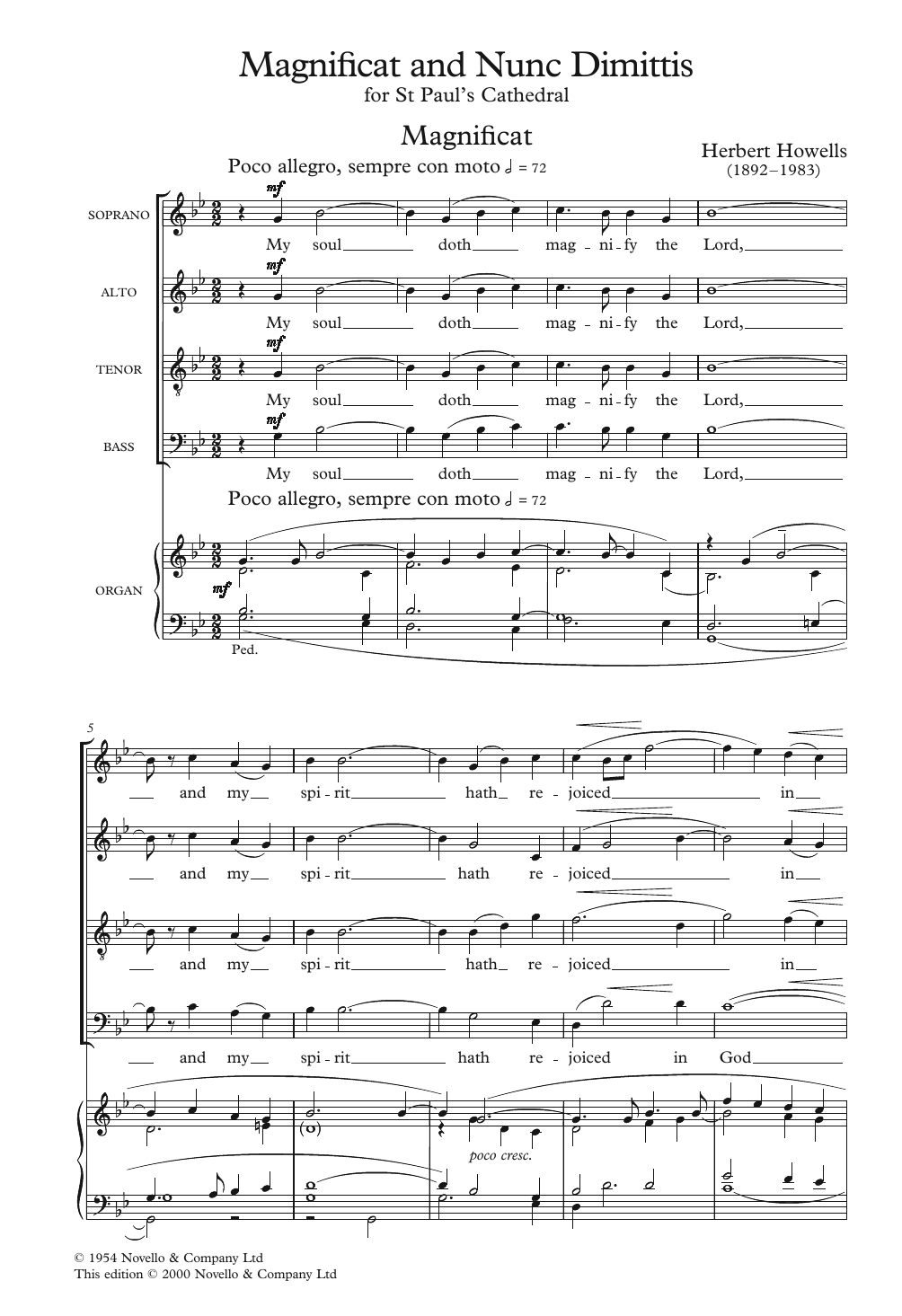 Download Herbert Howells The St. Paul's Cathedral Magnificat And Sheet Music