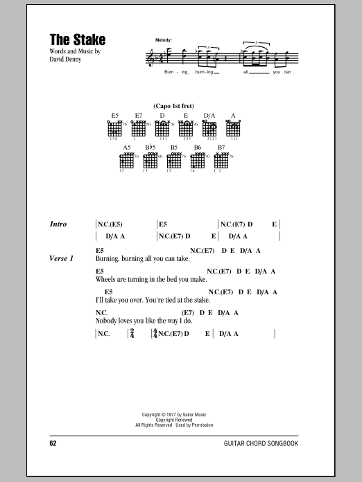 Download Steve Miller Band The Stake Sheet Music