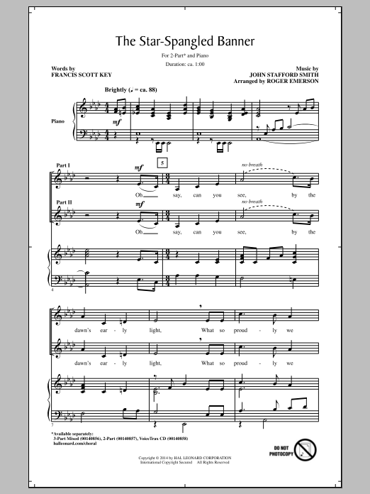 Download John Stafford Smith The Star Spangled Banner (arr. Roger Em Sheet Music
