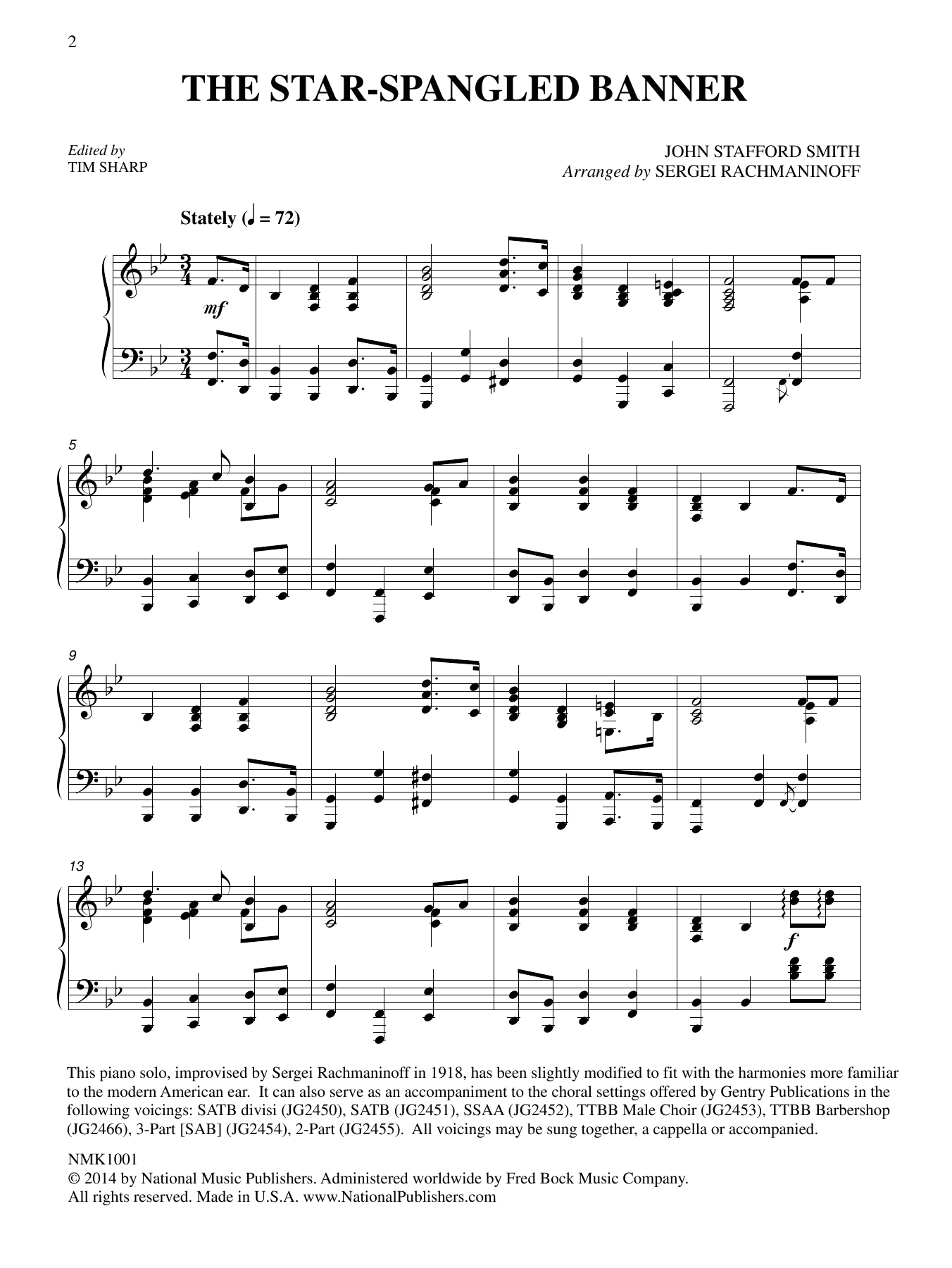 Download Francis Scott Key and John Stafford The Star-Spangled Banner (arr. Sergei R Sheet Music