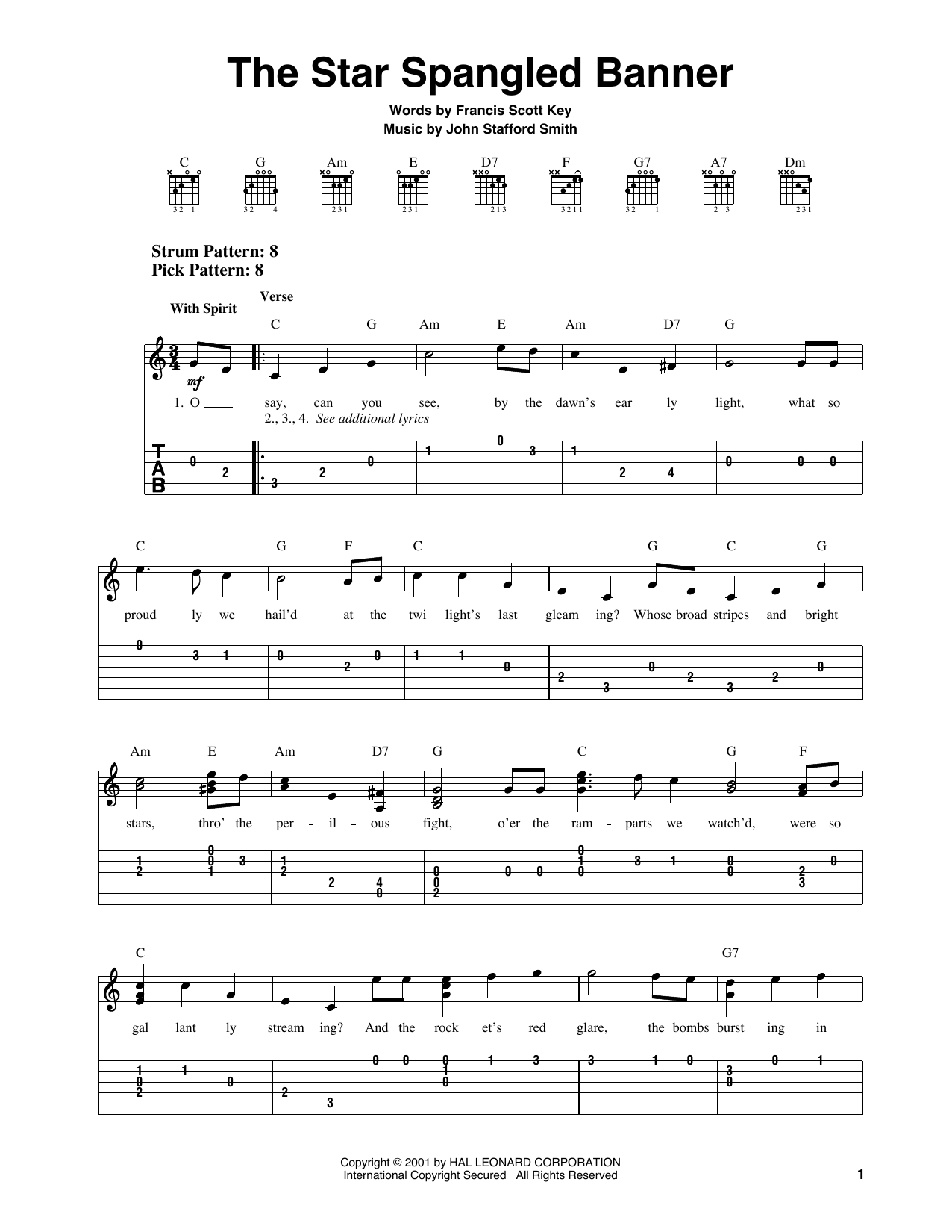 Download Francis Scott Key The Star Spangled Banner Sheet Music