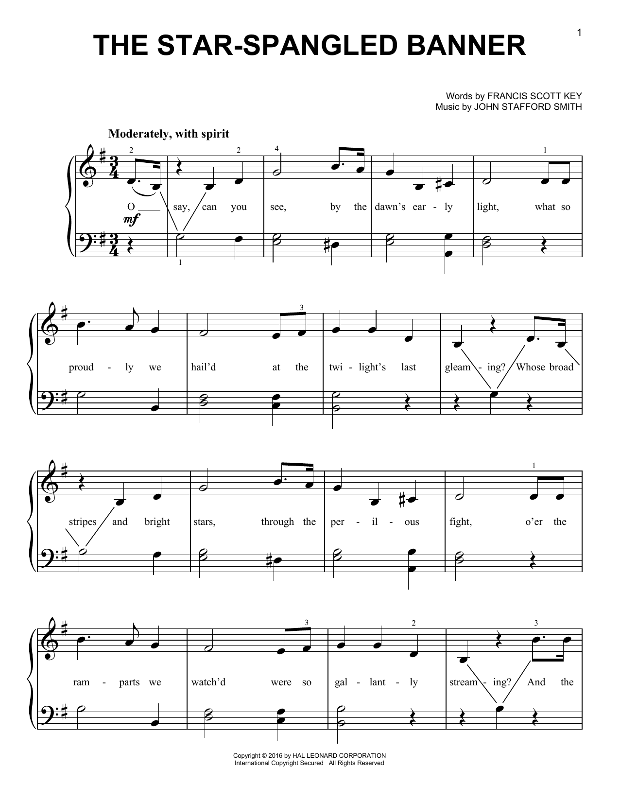 Download Francis Scott Key The Star Spangled Banner Sheet Music