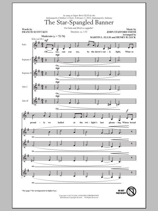 Download John Stafford Smith The Star Spangled Banner (arr. Henry Le Sheet Music
