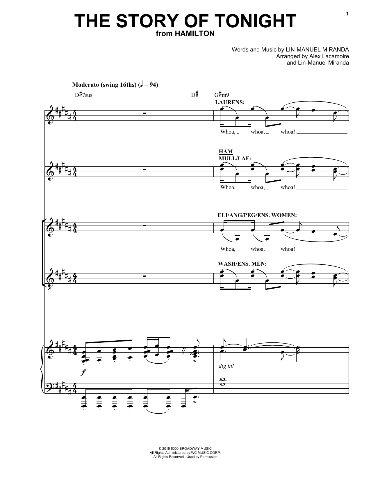 Download Lin-Manuel Miranda The Story Of Tonight (from Hamilton) Sheet Music
